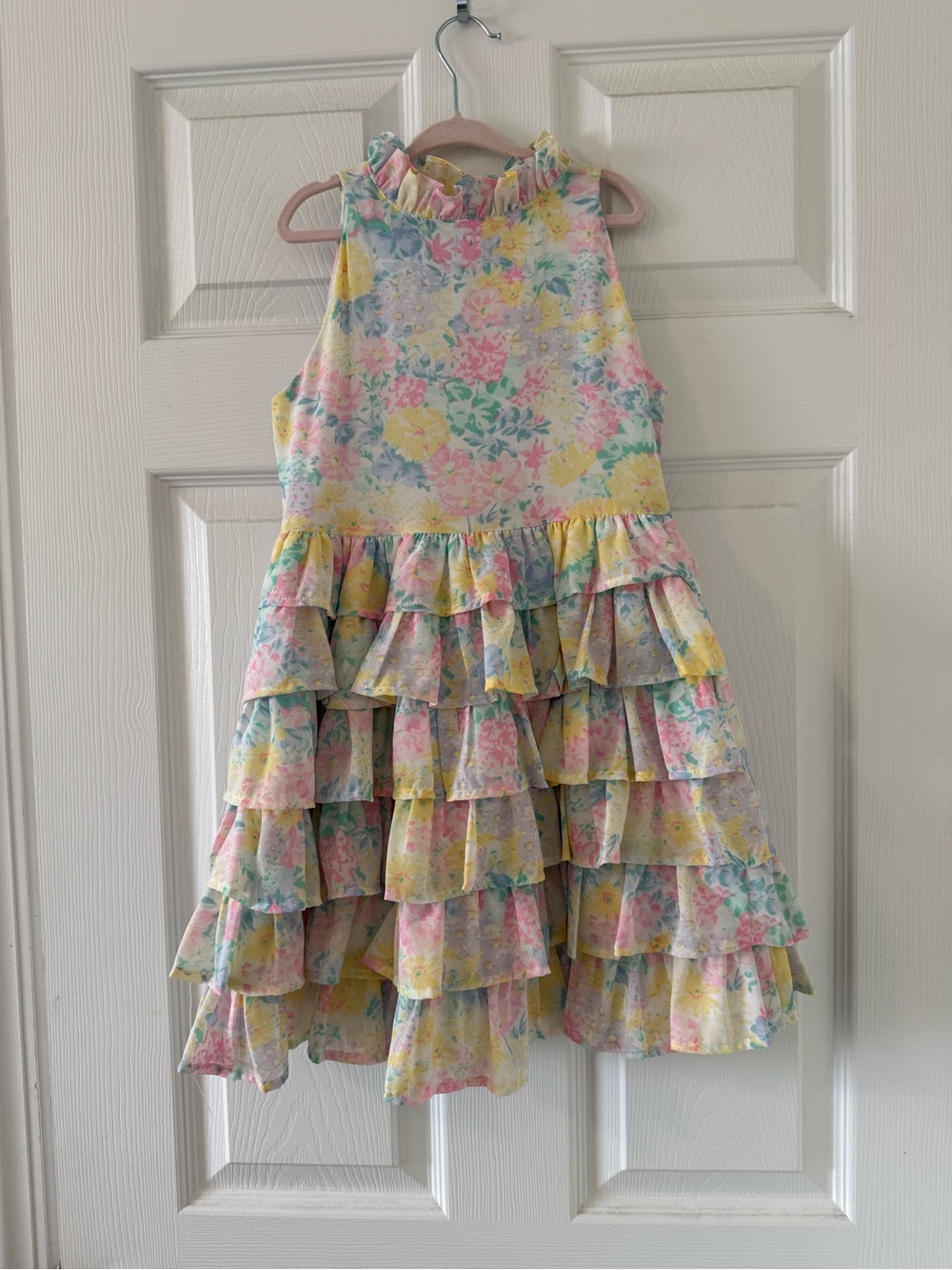 Girls Janie and Jack Floral Ruffle Tiered Dress - Pastel Multi 7